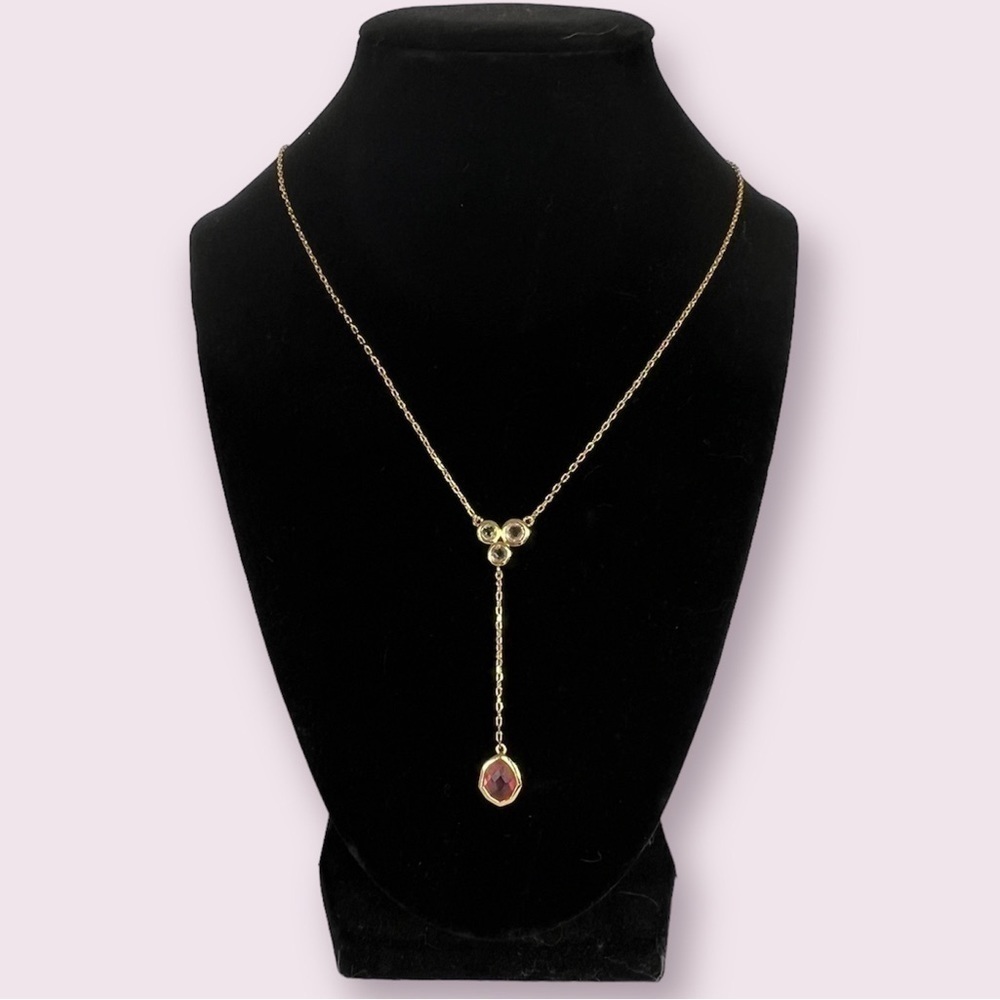 Boutique Real Simple Talia Gold and Pink Stone Necklace